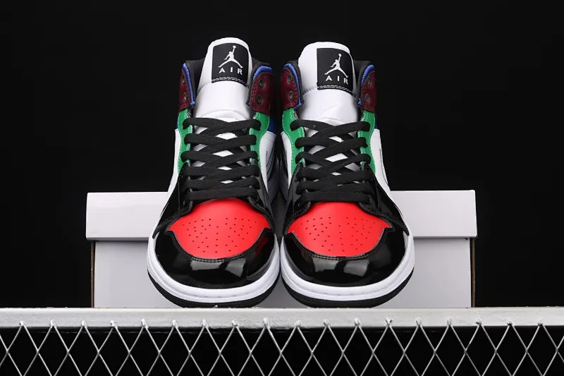 All categories Air Jordan Jordan series basketball shoes Air Jordan 1 Mid Air Jordan 1 Mid SE AJ1 Joe 1 patent leather multi-color splicing mid-top versatile casual sports sneakers DB5454-001